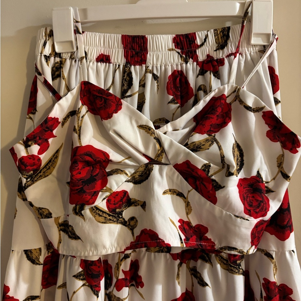 SHEIN Red Floral Skirt Set